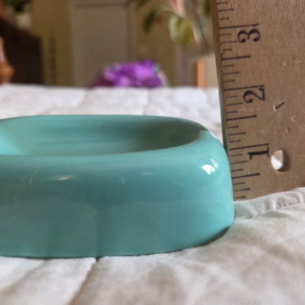 Vintage Ceramic Soap Dish Japan Teal Turquoise Mid Century Modern Retro